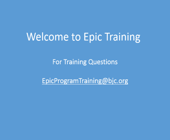 EPIC > Training